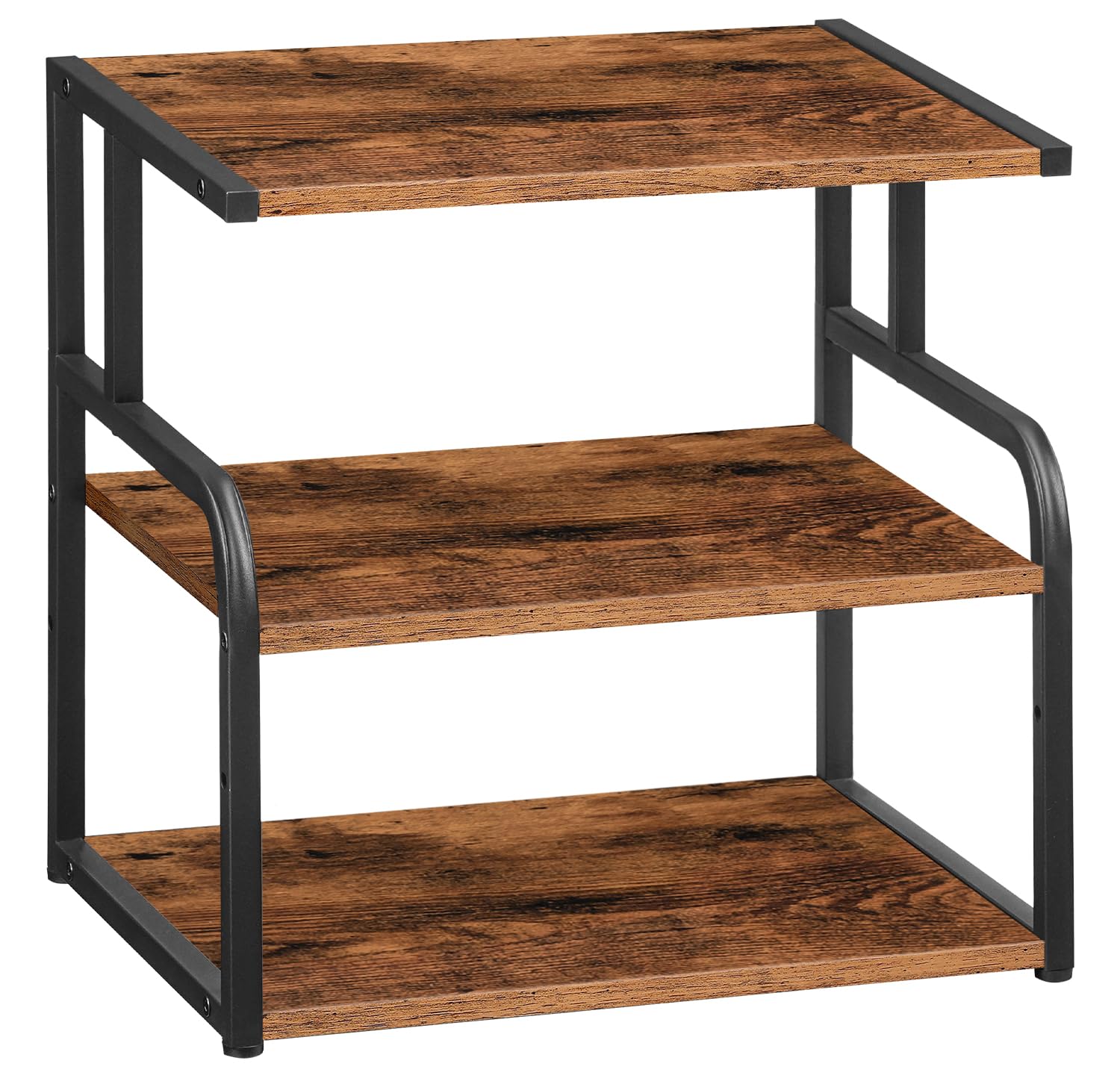 HOOBRO Printer Stand, 3-Tier Desktop Printer Table, Under Desk Printer Storage Office Organizer, Storage Rack with Adjustable Shelf, for Home Office, Living Room, Rustic Brown and Black EBF06PS01