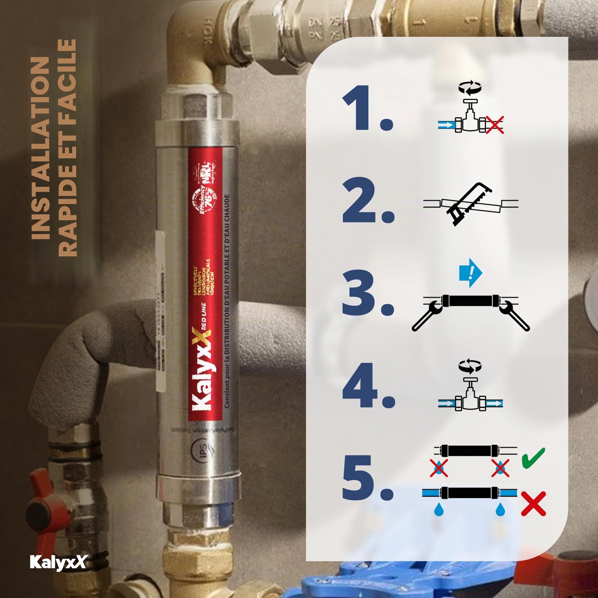 Swiss Aqua Technologies | Adoucisseur d'eau Anticalcaire Innovant IPS Kalyxx RedLine G 1" Femelle IPSKXRG1 | Réduction Calcaire | Installation Facile | Sans Entretien | Technologie TGP Écologique