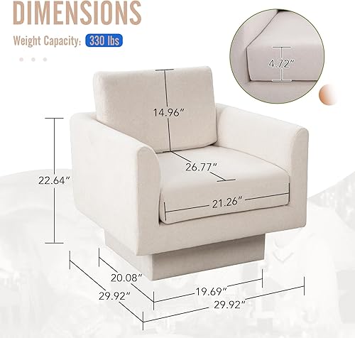 Miniatura 2 de FHFO Silla giratoria con diseño de barril, silla giratoria individual y cómoda, moderna con 360 grados para guardería, lectura, sala de estar,