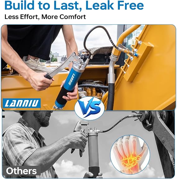 Lever Grease Gun Kit: 0.53 Coupler, 90 Adapter & 18 Flex Hose