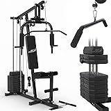 ArtSport Station de Musculation ProfiGym 2000 avec Barre de Traction latissimus et Butterfly, poulie et extenseur de Jambes – 9 Poids de 40kg en Tout – Appareil de Musculation à Domicile