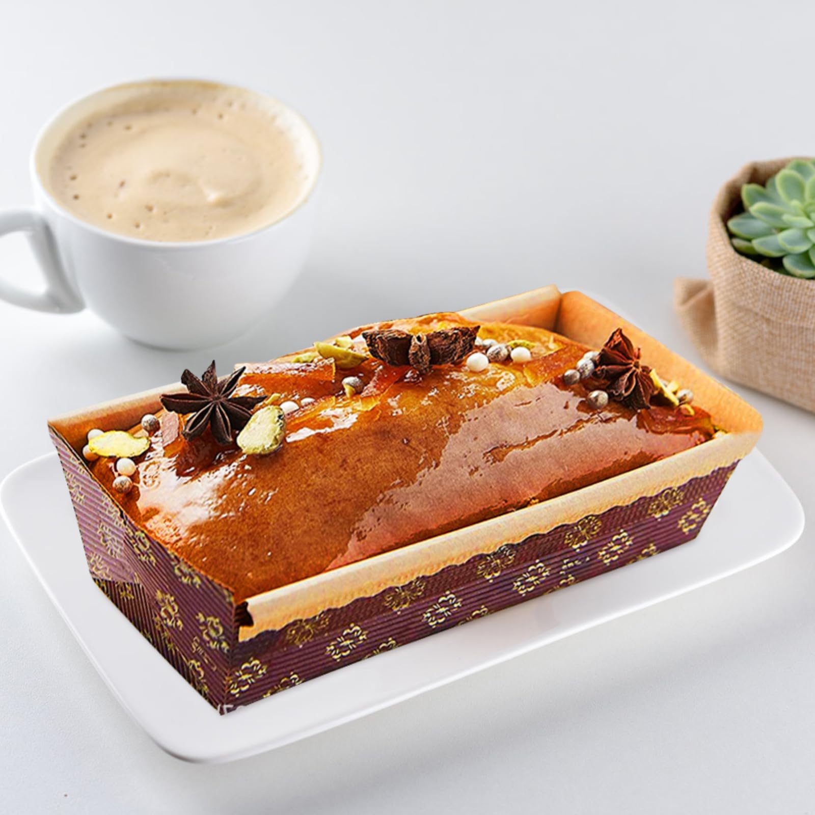 Lot de 25 moules à gâteau jetables en papier sulfurisé pour la cuisson du, des muffins, des gâteaux, 16,5 x 9 x 5 cm – Moules en papier marron pour gâteaux