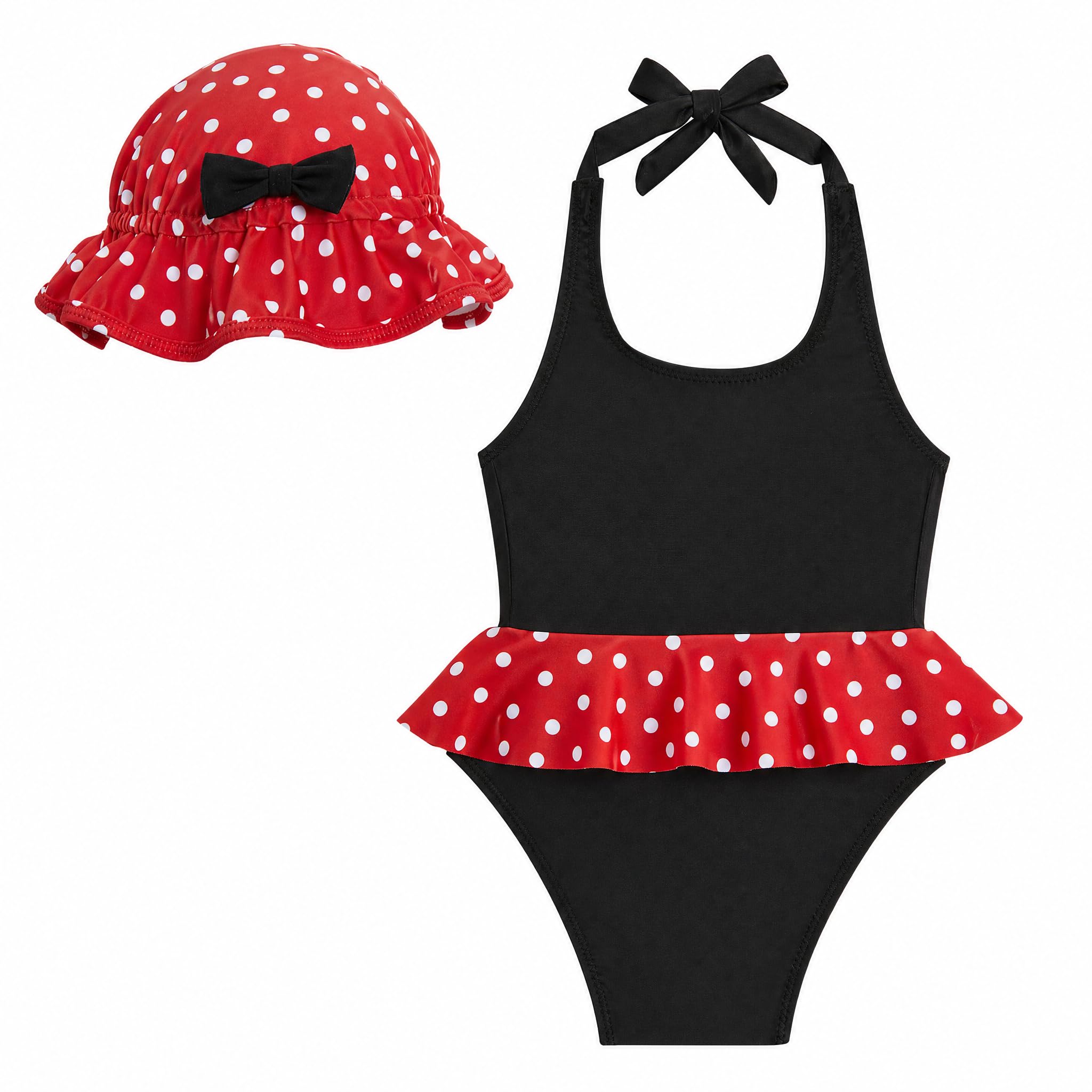 JiAmy Conjunto de natación para bebé recién nacida con bonito sombrero sin mangas de una pieza traje de baño de una pieza con lazo para verano, traje de baño de 0 a 24 meses — view 4