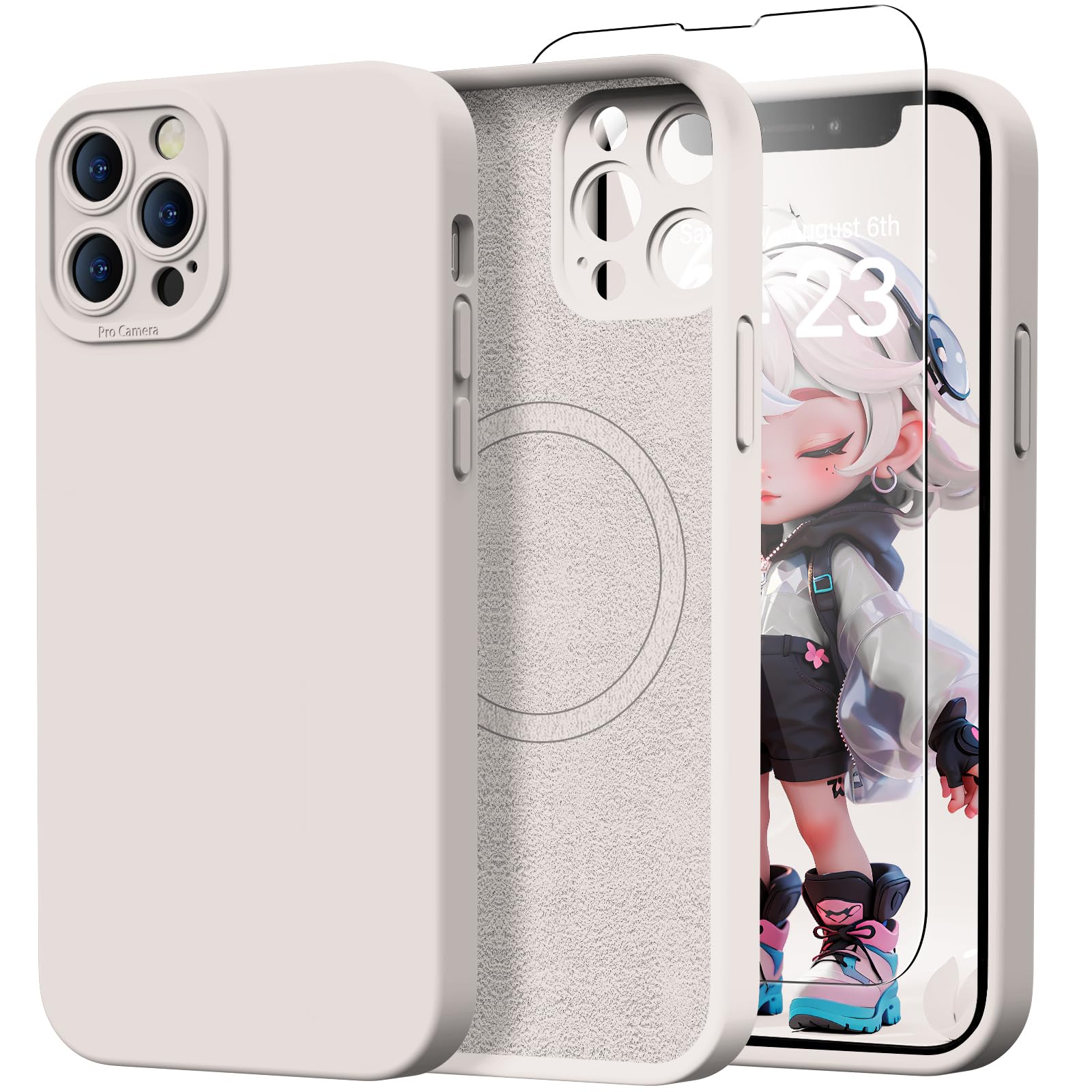 Kiresen Magnetic for iPhone 13 Pro Case with Screen Protector - Compatible with MagSafe - Upgraded Camera Protection - Silicone Shockproof Protective