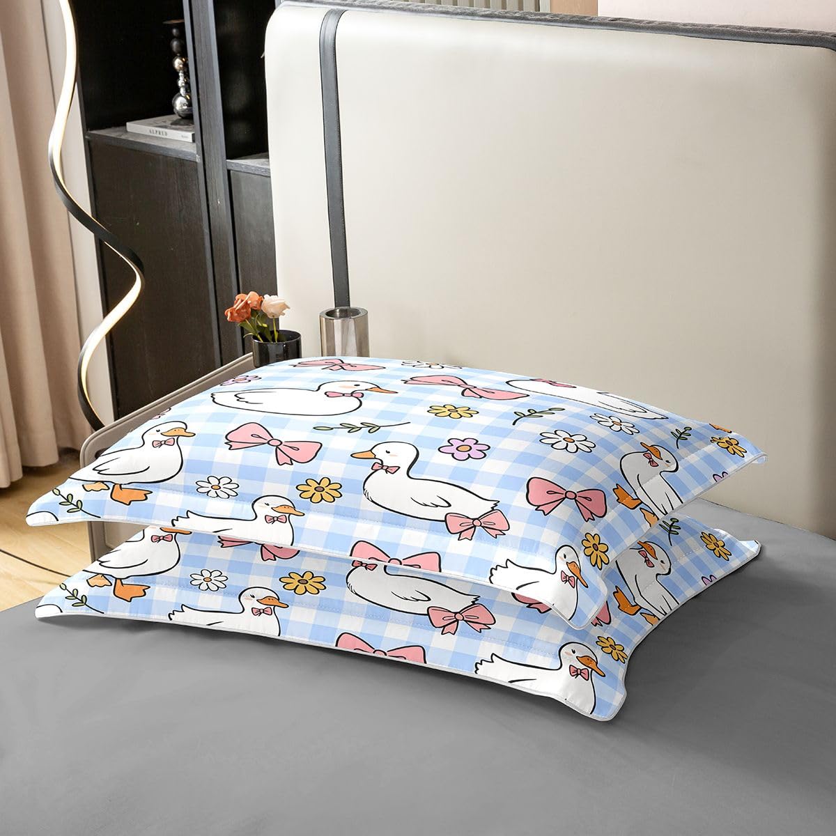Loussiesd Kawaii Duck - Funda de edredón 100 % algodón, tamaño doble, para