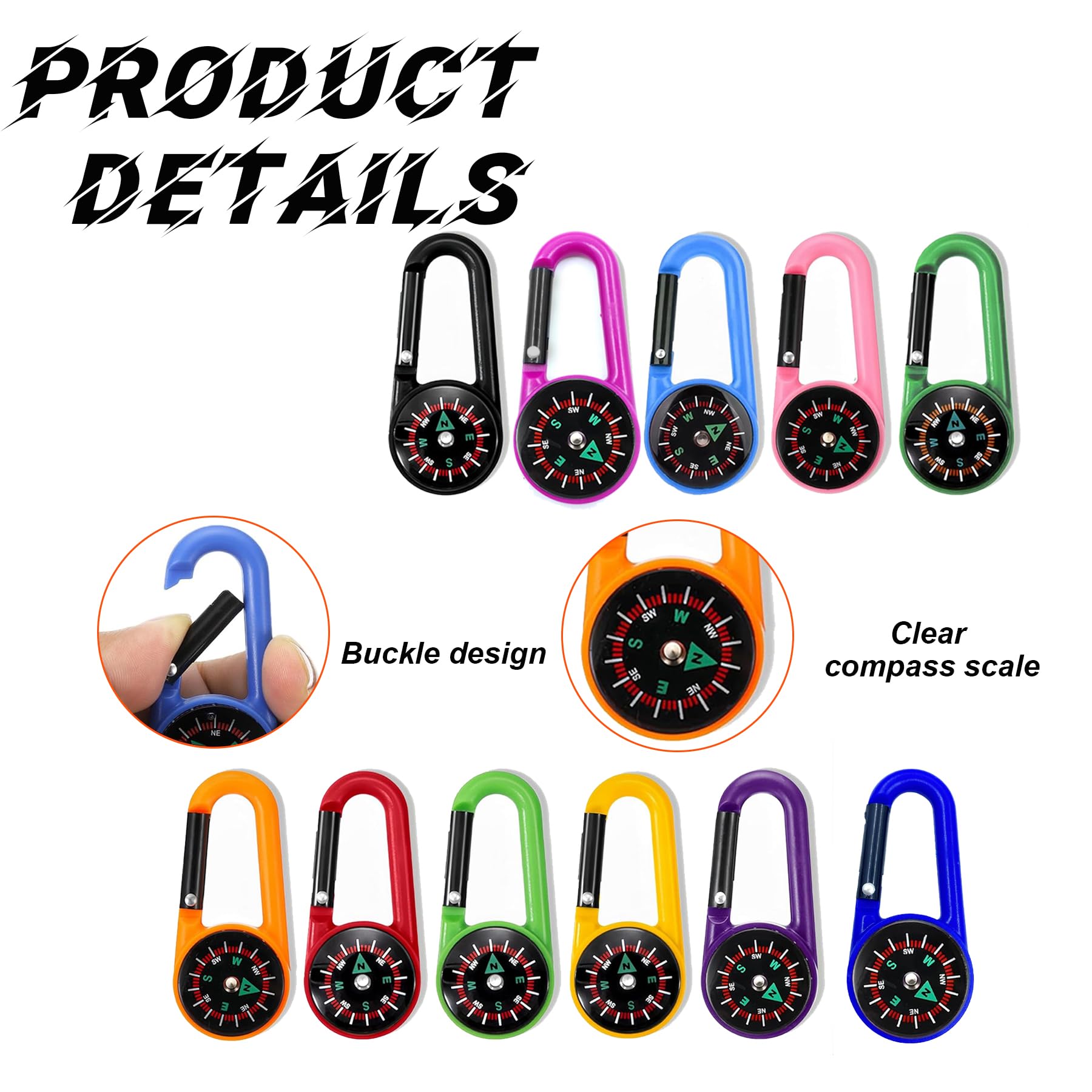 11 Pièces Bouton Boussole Enfant Multifonction Compass Portable Mini Boussole Randonnée Coloré Bouss avec Mousqueton Matériau ABS pour Camping Activités Plein Air Randonnée