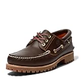 Men's Authentic 3-Eye Lug Handsewn Boat Shoe, Brown, 10 W US