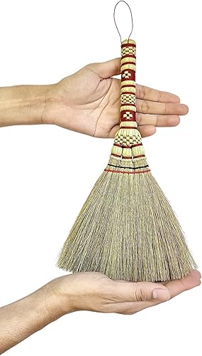 Miniatura 2 de Escoba pequeña con cepillo de maíz de 11 pulgadas, con marco, para interiores, resistente, multisuperficie, duro y suave, suministros de