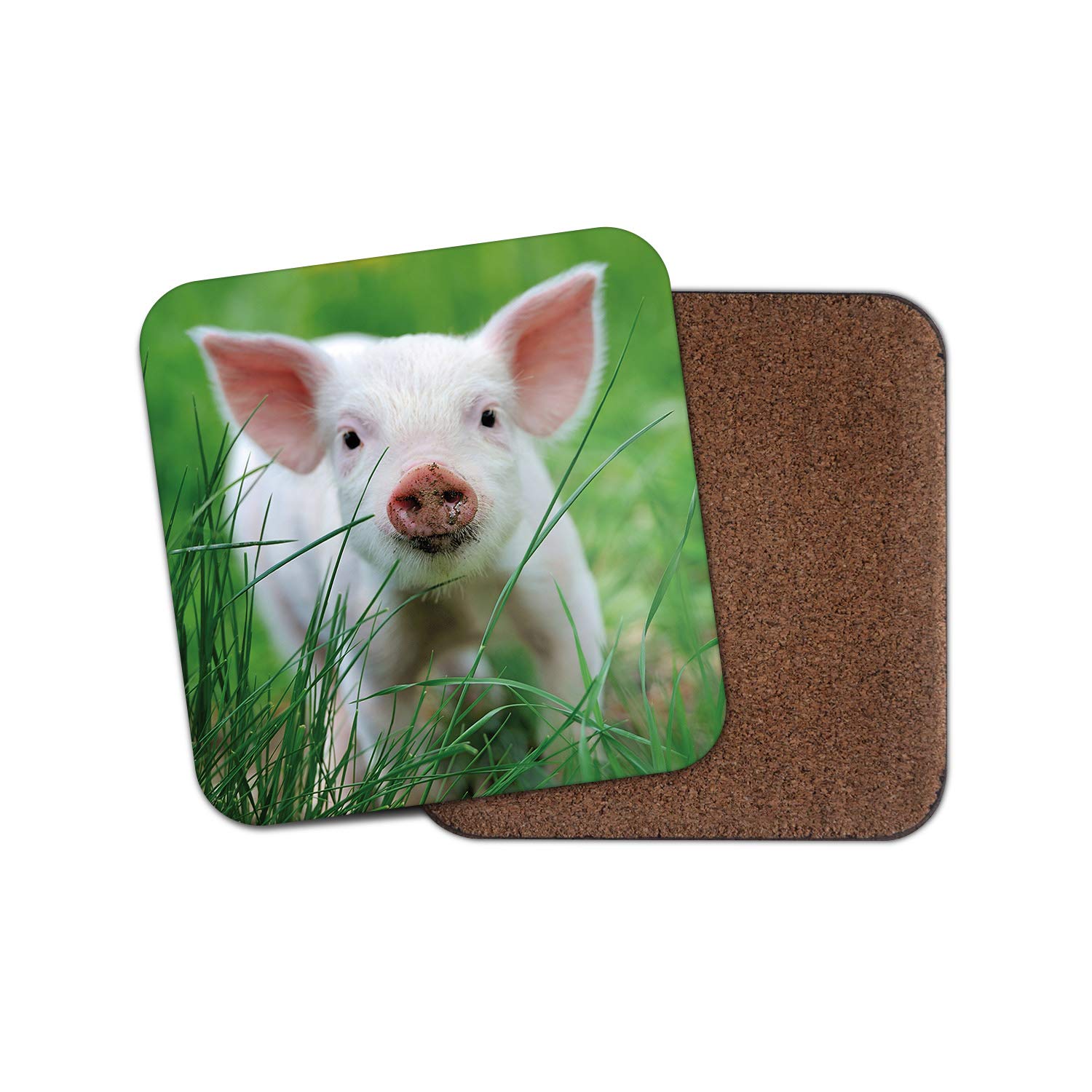 1 x Cute Pink Piglet Coaster - Pig Pigs Farm Animal Kids Fun Mum #13031