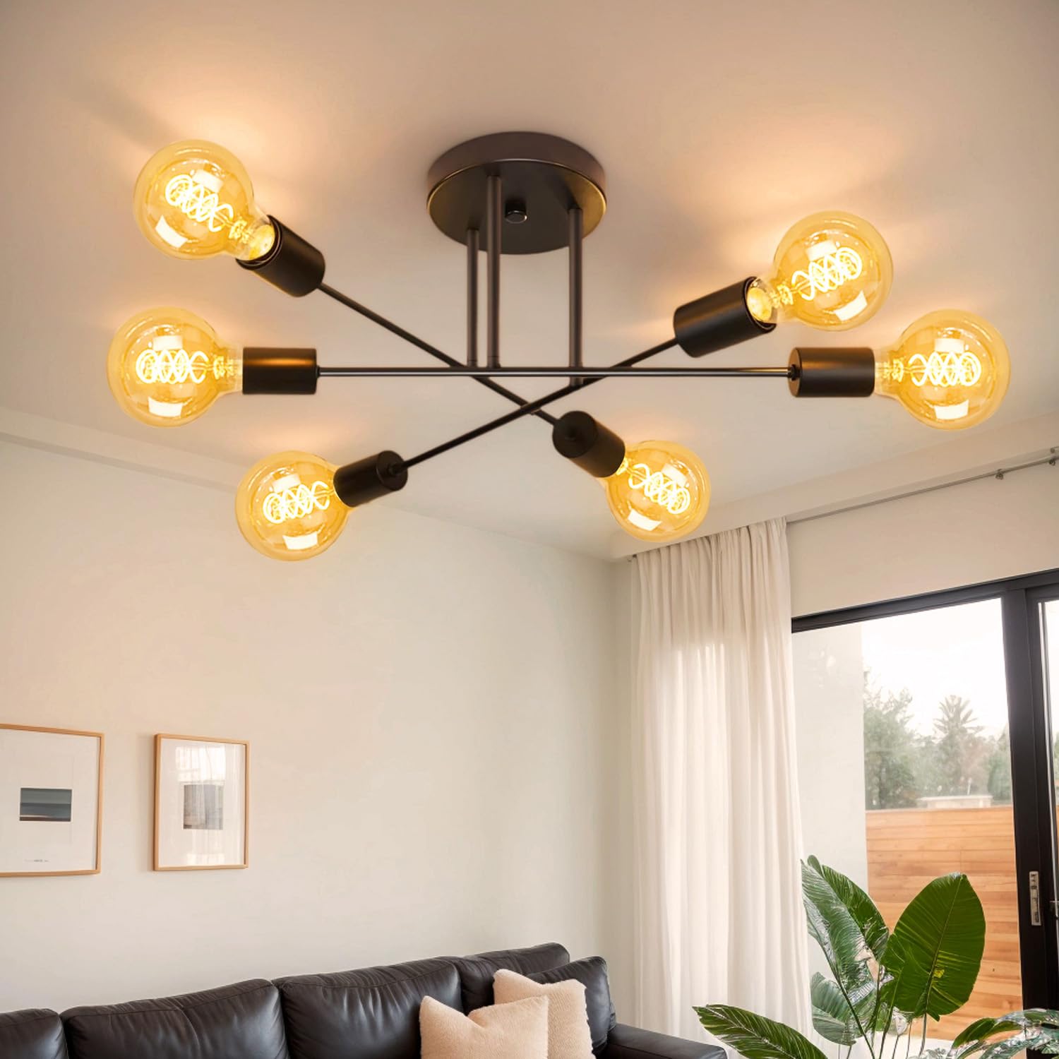 Edison E27 LED Vintage Glühbirne G80 Dimmbar 4W Warmweiss für Dekorative Nostalgie und Retro Beleuchtung, Bernstein - 6 Stück