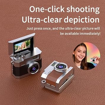 Mini Retro Dijital Kamera 180° Döner Ekran 720P Video Fotoğraf Type-C Nostaljik Tasarım Kolye Ve Anahtarlık