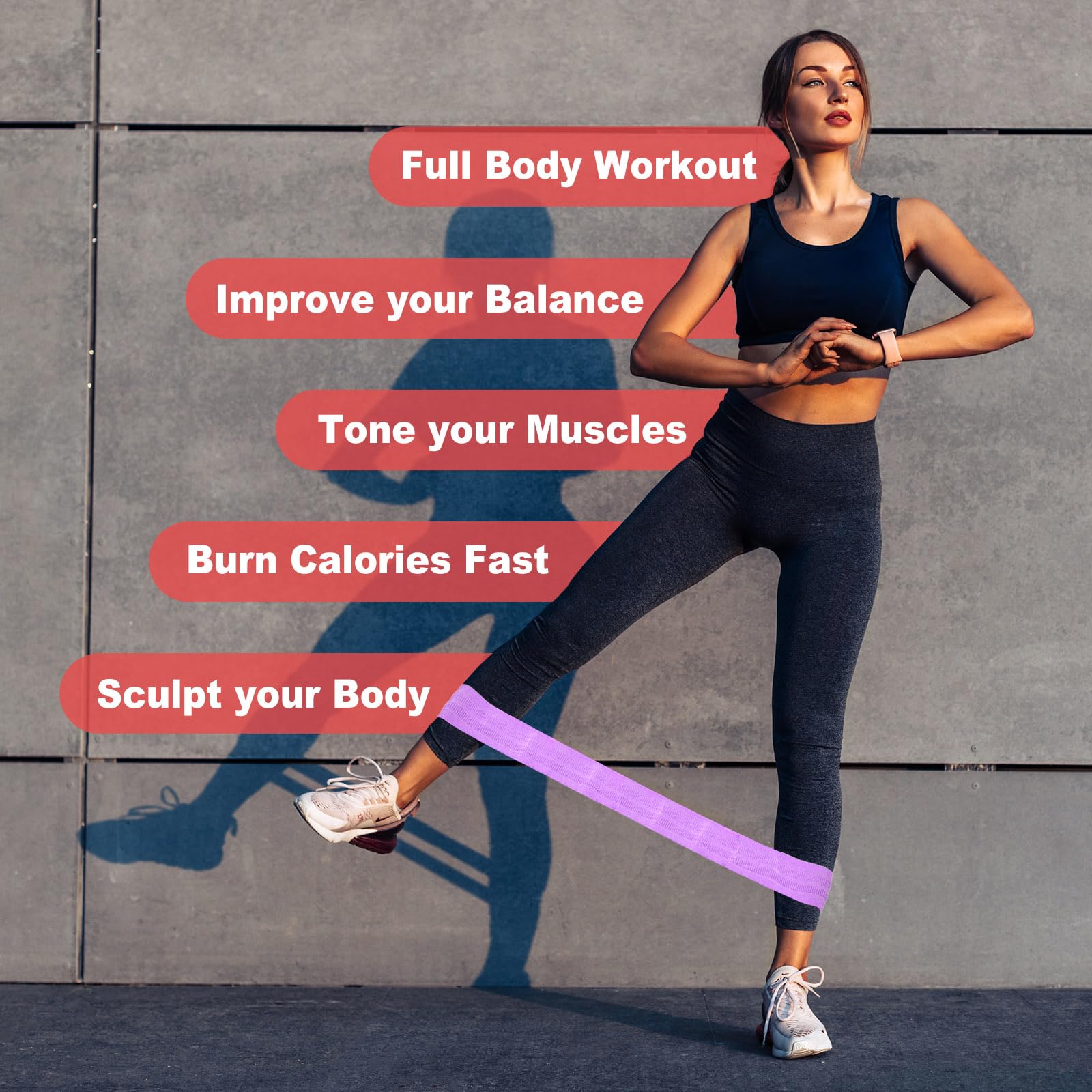 PATIKIL 12 fasce di resistenza antiscivolo per allenamento, in tessuto, elastiche, per esercizi di fitness, per donne e uomini, fianchi e gambe (livello 3, S/M/L)