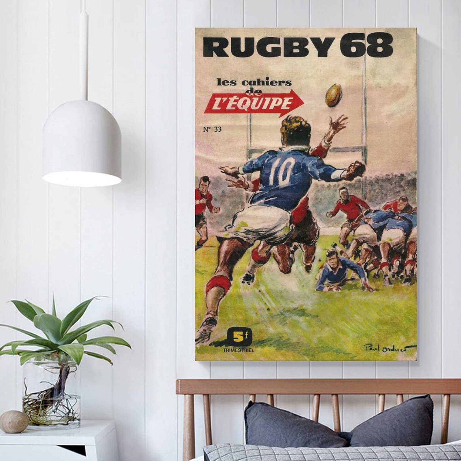 Poster Vintage Rugby Sur Toile - Décoration Murale 60x90 Cm Sans Cadre Pour Salon Ou Chambre