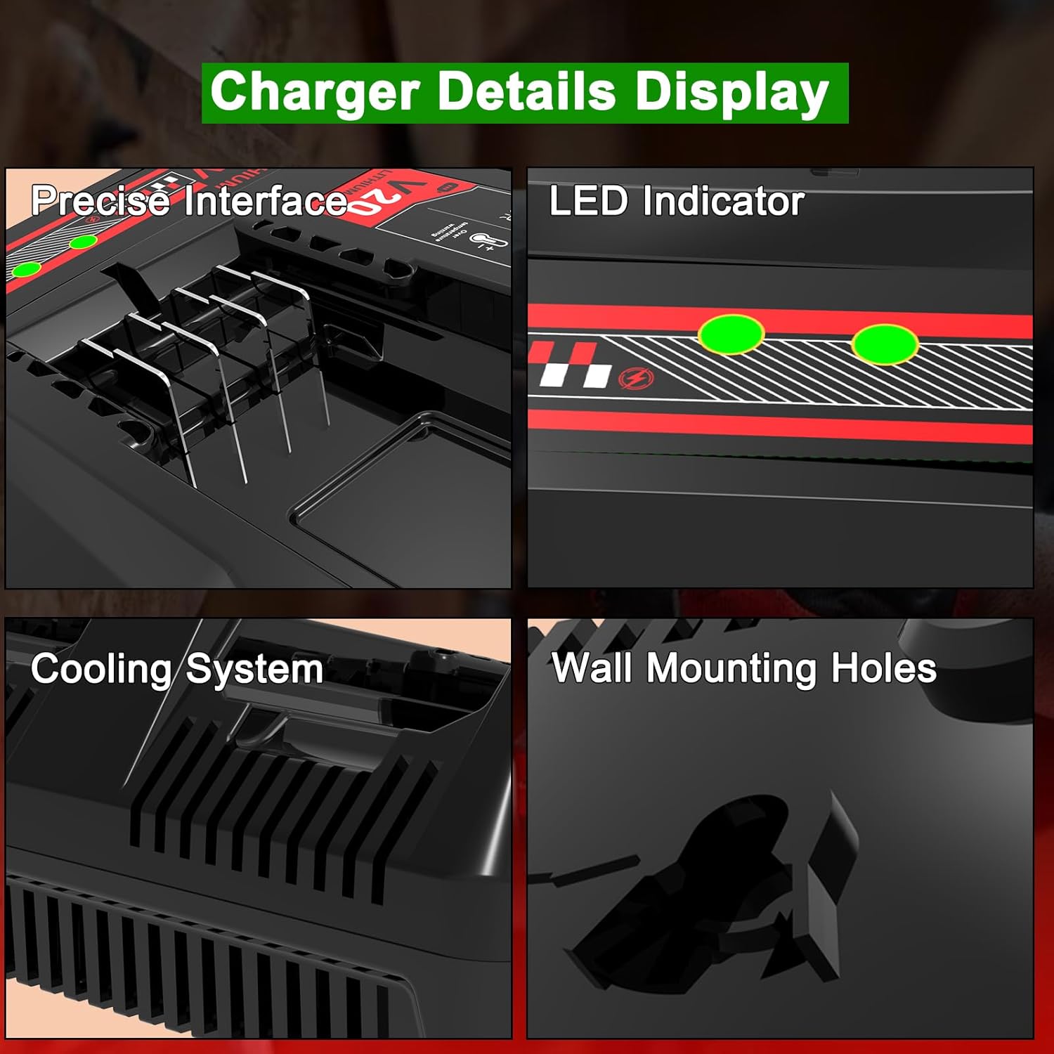 CMCB124 Dual Port 20V Charger Replacement for Craftsman 20V Battery Charger Compatible with Craftsman V20 Lithium Ion Battery CMCB201 CMCB202 CMCB203 CMCB204 CMCB205 CMCB206