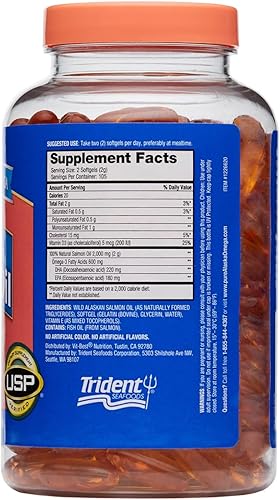 Miniatura 2 de Aceite de salmón salvaje de Alaska Omega-3, 1000 mg cápsulas blandas, aceite de salmón salvaje de Alaska, aceite de salmón salvaje Omega 3, aceite