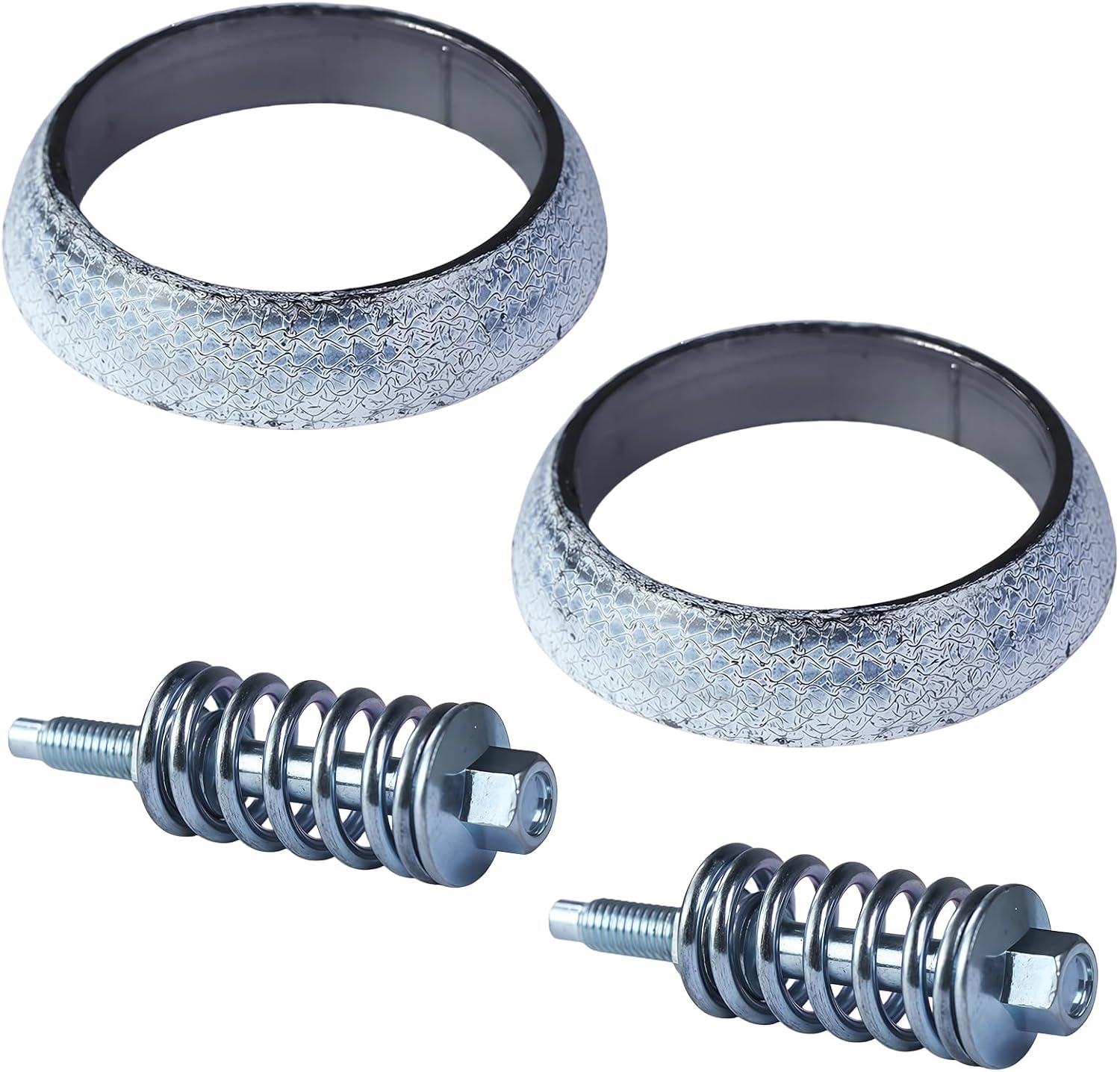 2-Pack Exhaust Flange Bolt & Gasket Repair Kit - M8 x 1.25 x 75mm Springs Nuts + 65mm ID Gasket for Exhaust Manifold