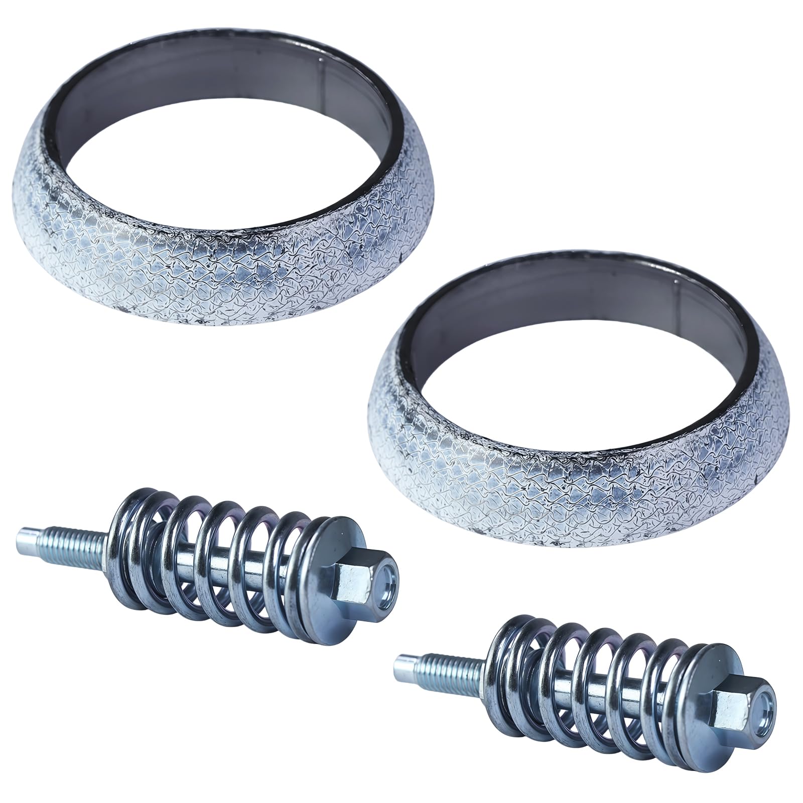 Photo 1 of 2-Pack Exhaust Flange Bolt & Gasket Repair Kit - M8 x 1.25 x 75mm Springs Nuts + 65mm ID Gasket for Exhaust Manifold