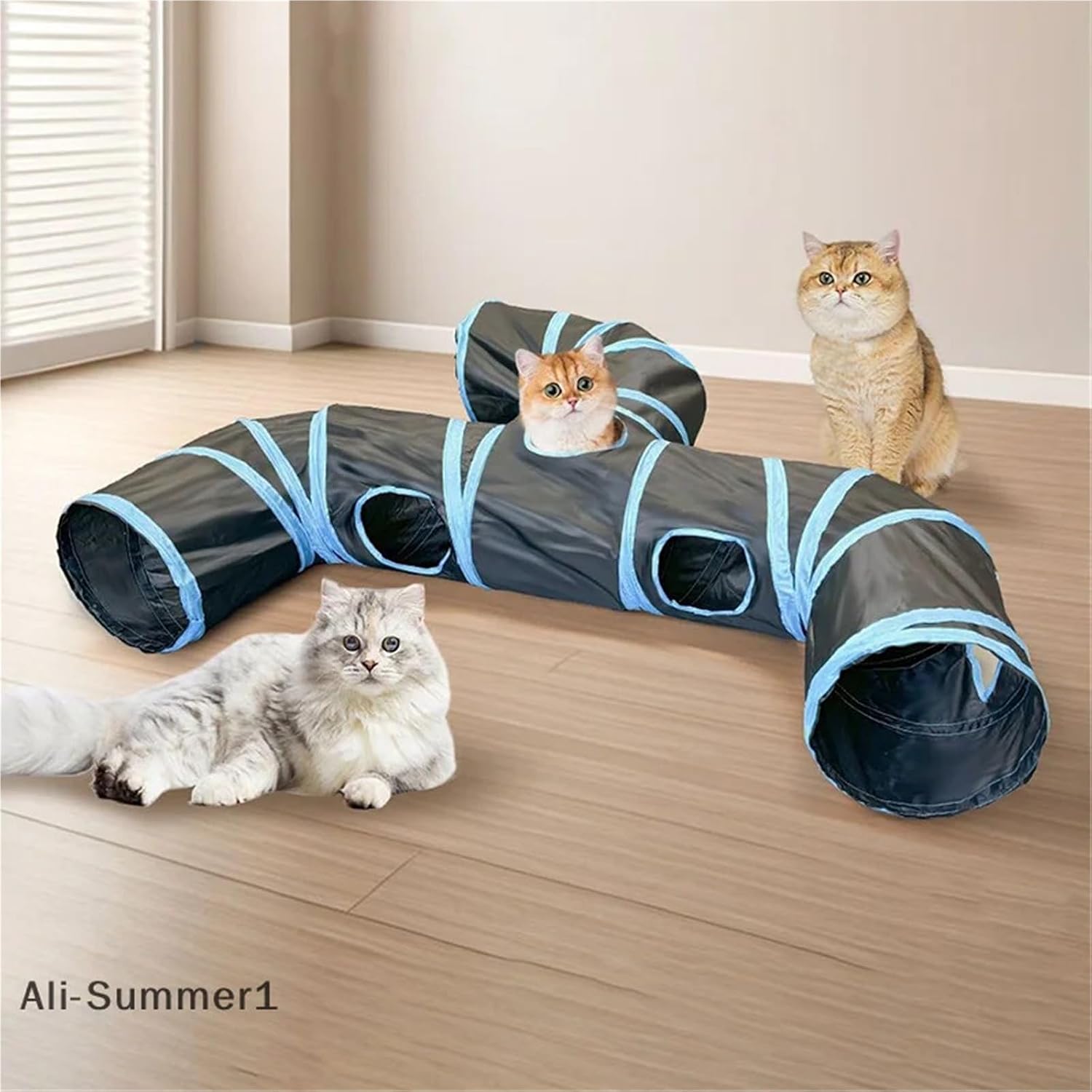 Collapsible Indoor Cat Tunnel Tubes, Interactive Maze Play Toy for Small Animals & Kittens(A2)