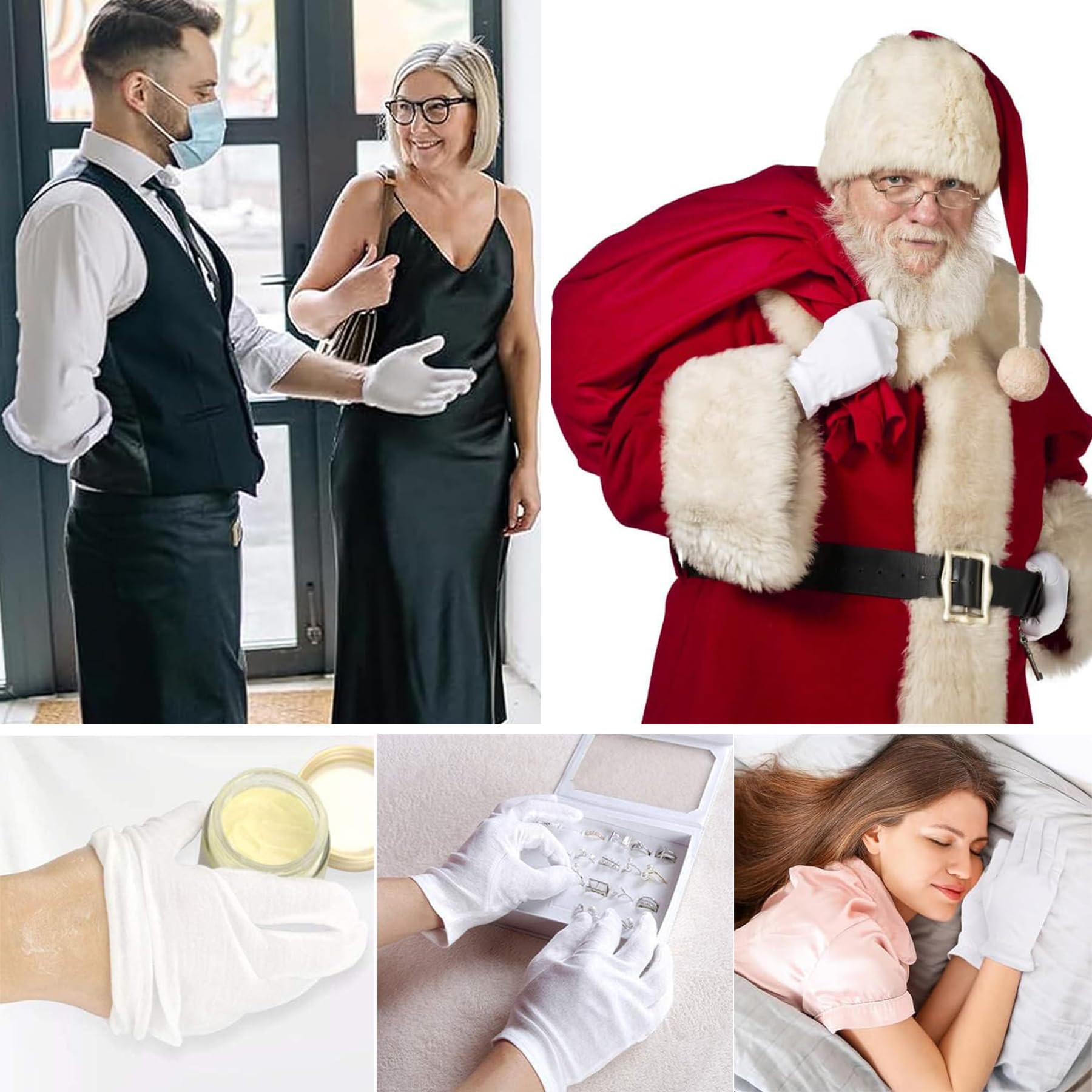 6 Paia Guanti di Cotone Idratanti per Mani Secche, Eczemi, Bellezza, Pelle Sensibile e Irritata, Sottile Neurodermatite a Maglia, Traspiranti, Sottili Guanti da Lavoro a Mano Asciutta 22cm
