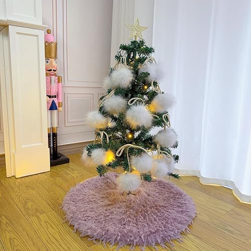 Vista 11 de Faldones blancos de felpa para árbol de Navidad, 36 pulgadas, tapete de lujo de piel sintética para base de árbol de Navidad con patrón de corazón