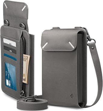 Spigen Tüm Telefonlar ile Uyumlu Ayarlanabilir Omuz Askılı Cüzdan/Seyahat Çantası Valentinus Gri - AFA07130 (Spigen TR Garantili)