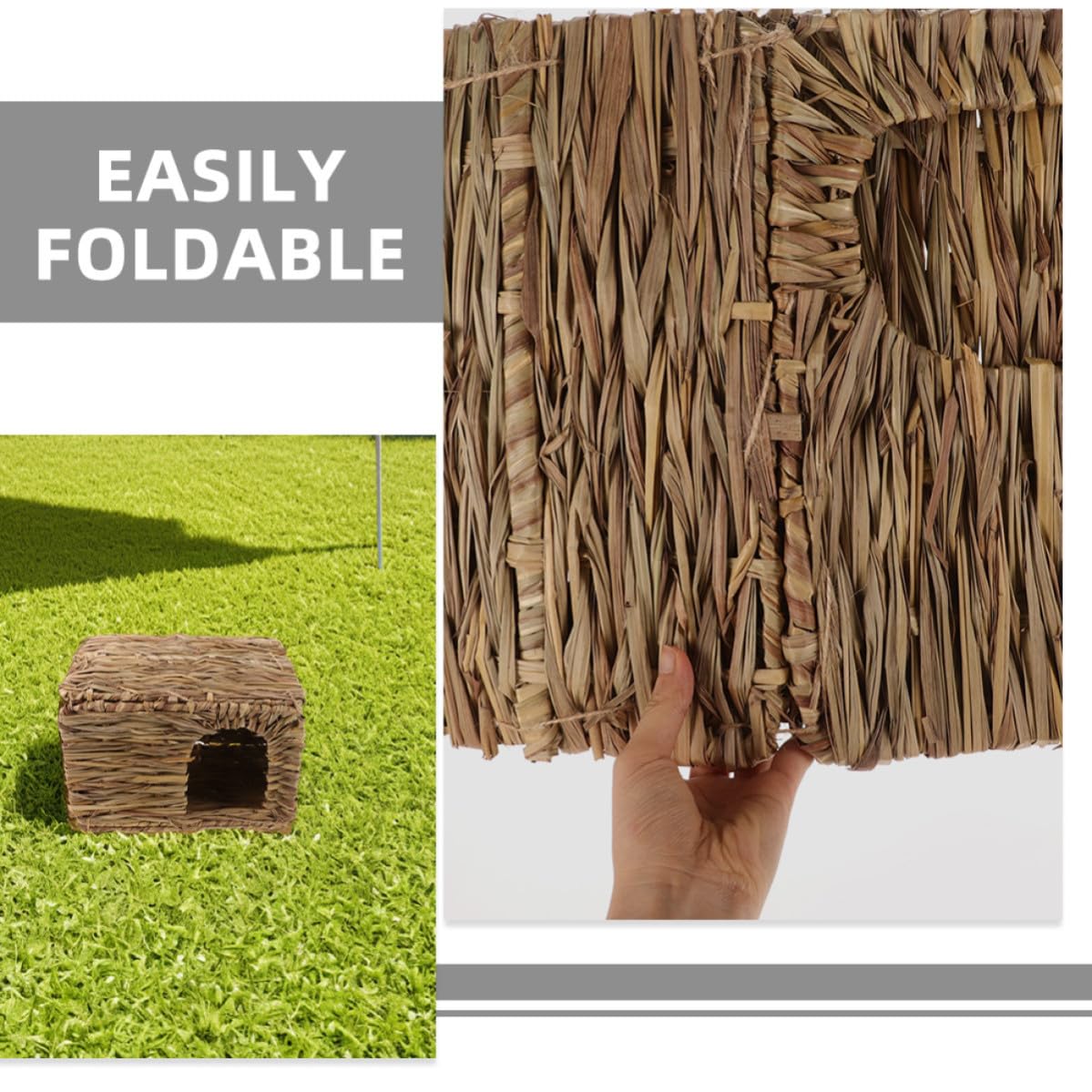 Faltbares Grashaus Robustes Design aus Gras 2 Stück Vielseitig Einsetzbar für Kaninchen und Kleintiere Geeignet für Drinnen und Draußen