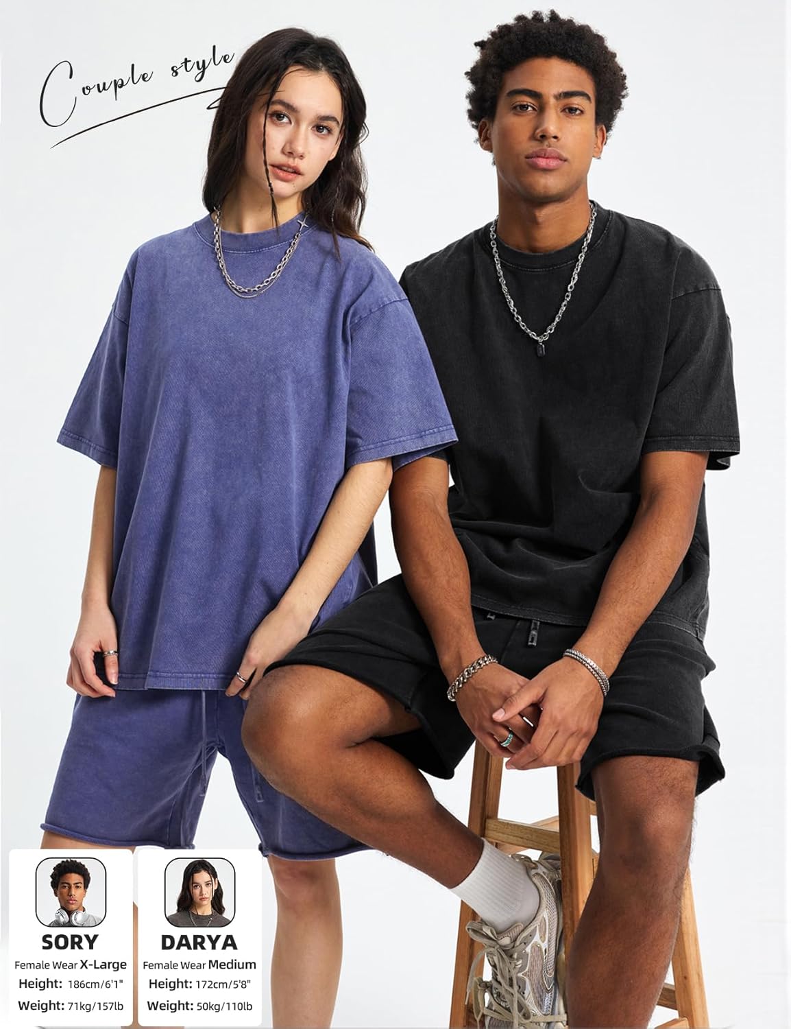 Arssm Mens Oversized T Shirts Cotton Acid Wash Baggy Tees Loose Fit Vintage Heavyweight T-Shirts