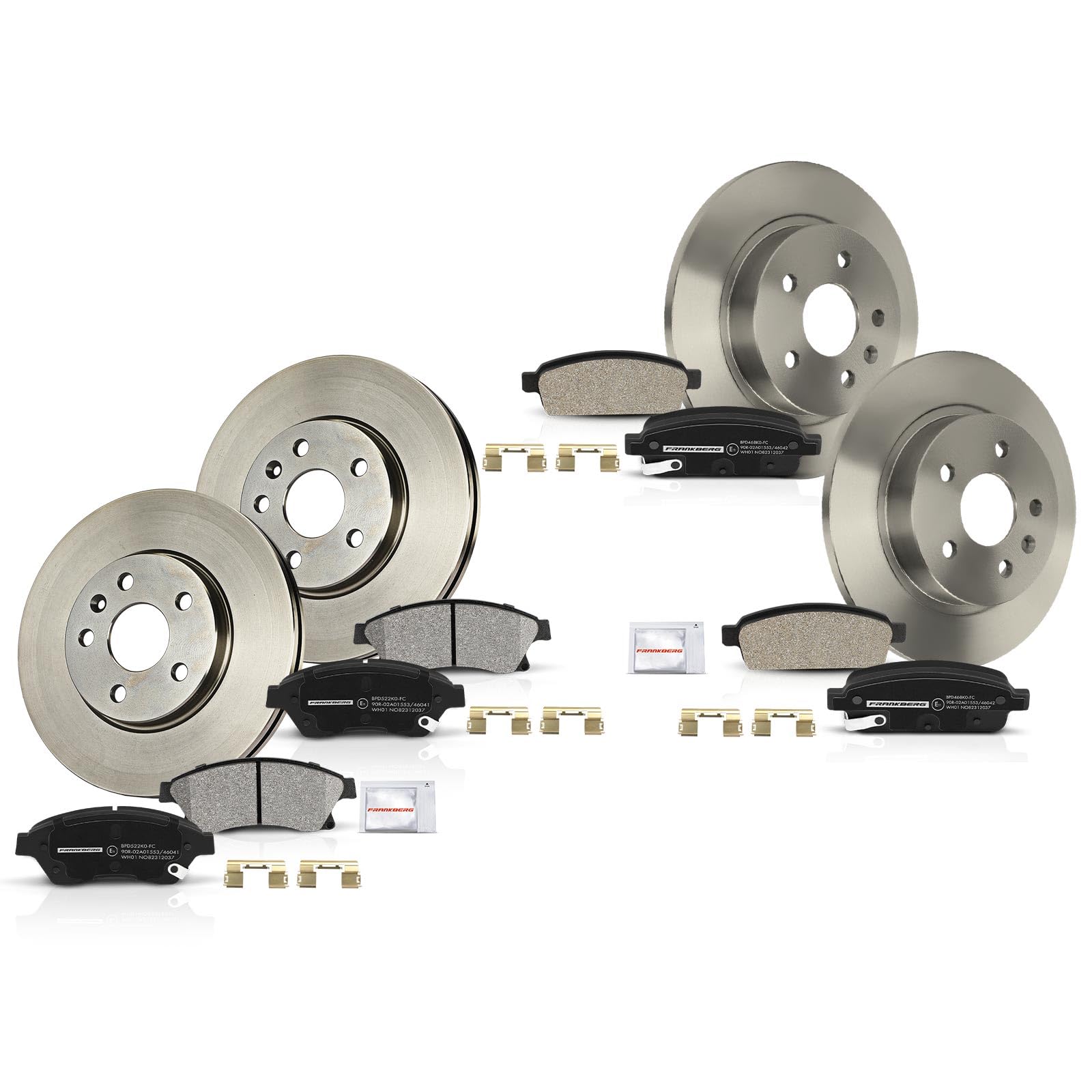 Frankberg Bremsensatz inkl. 4x Bremsscheiben + 8x Bremsbeläge Vorne Hinten Kompatibel mit Astra J CaR.A.Van P10 Astra J GTC Astra J P10 Replace# 13473428