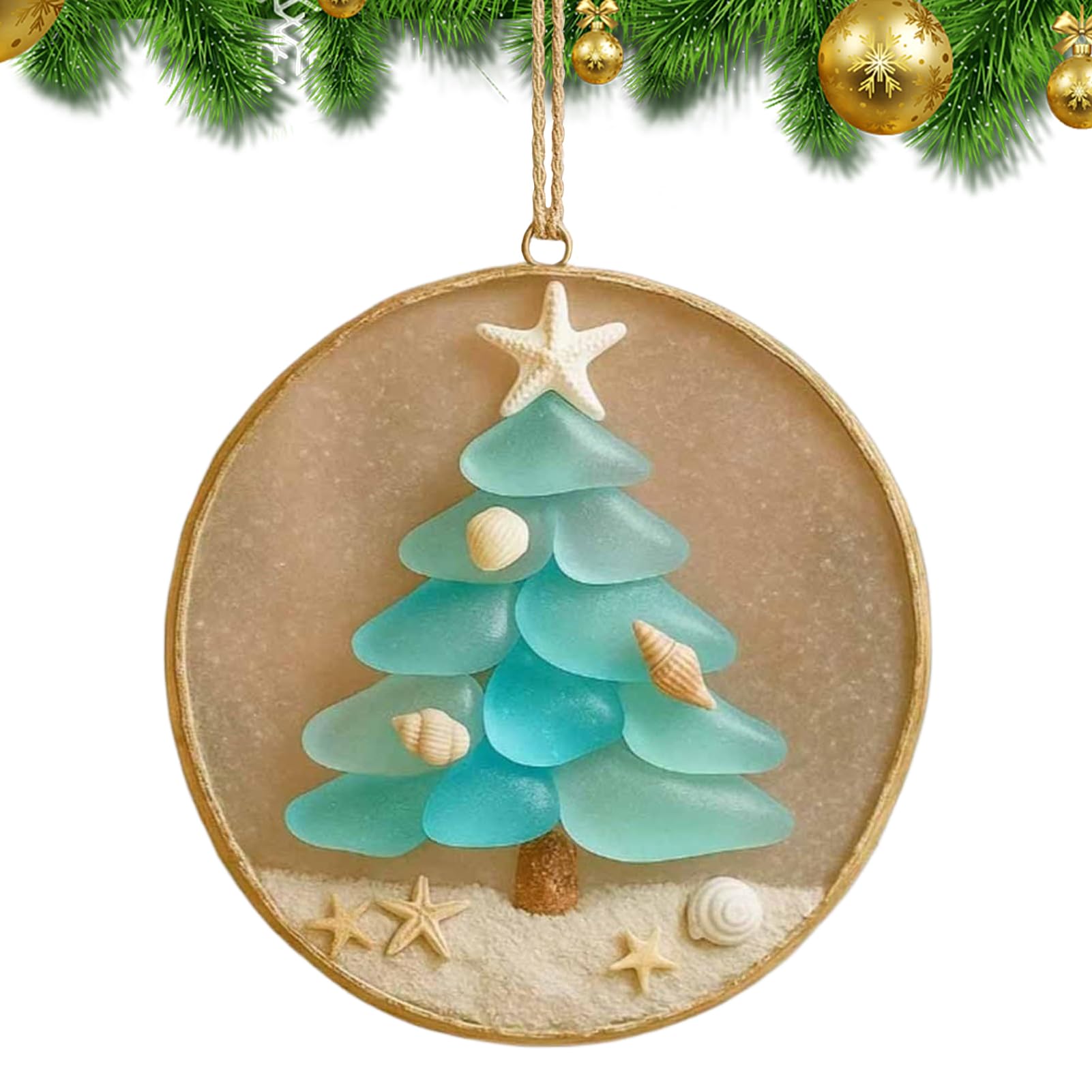 Décoration de Noël en verre de mer pendentif poétique pour des vacances magiques