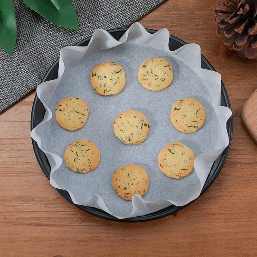 500 Hojas 10 Pulgadas Papel De Arco Redondo Hojas Para Hornear Con Cepillo De Silicona, Revestimiento De Bandeja Para Hornear Para Freidora De Aire Para Horno, Revestimiento De Sartén Para Quiche