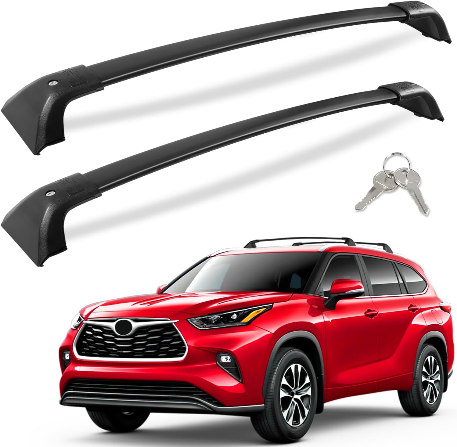 Lockable 260lbs Cross Bars Roof Racks Fit for Toyota Highlander 2020 2021 2022 2023 2024 2025 XLE Limited Platinum Hybrid, Heavy Duty Aluminum Metal Crossbar Luggage (NOT for L/LE/LE Hybrid Black?Compatible with Toyota Highlander 2020-2025?