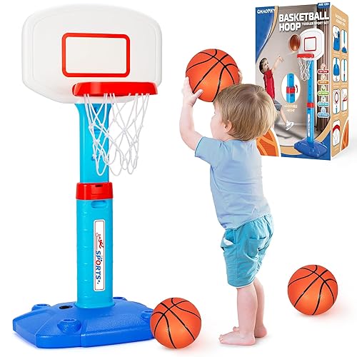 Toddler Basketball Hoop Indoor for Age 1-3, Adjustable Kids Basketball Hoops, Mini Basketball Hoop with 3 Balls for Outdoor Poolside, Birthday Christmas Sport Toys Gift for Baby Boys Girls Age 1 2 3 4 - Blue