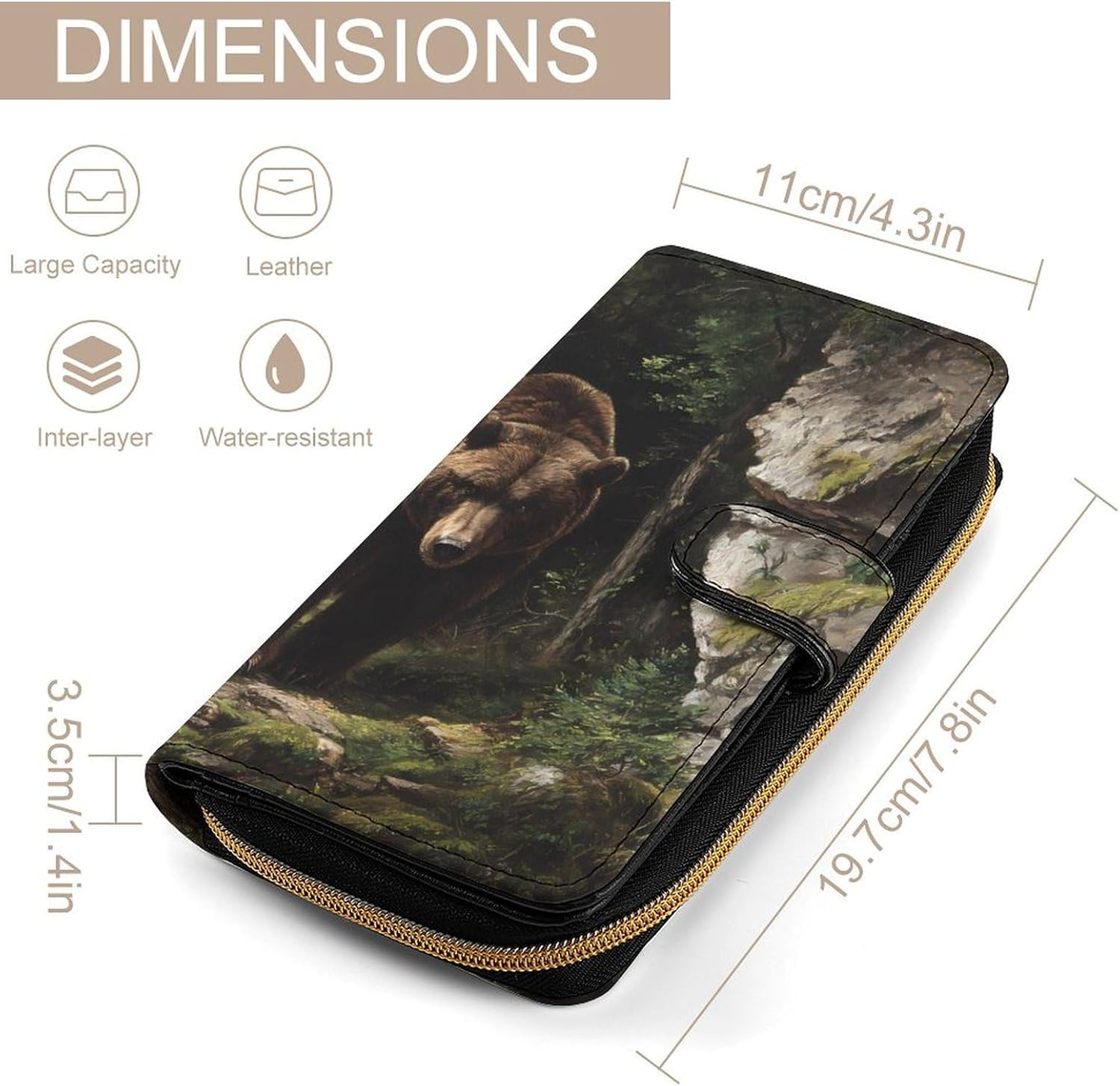 Bear Walking Out of Forests Womens Wallet for Men Slim Purse Clutch Handbag with Card Holder