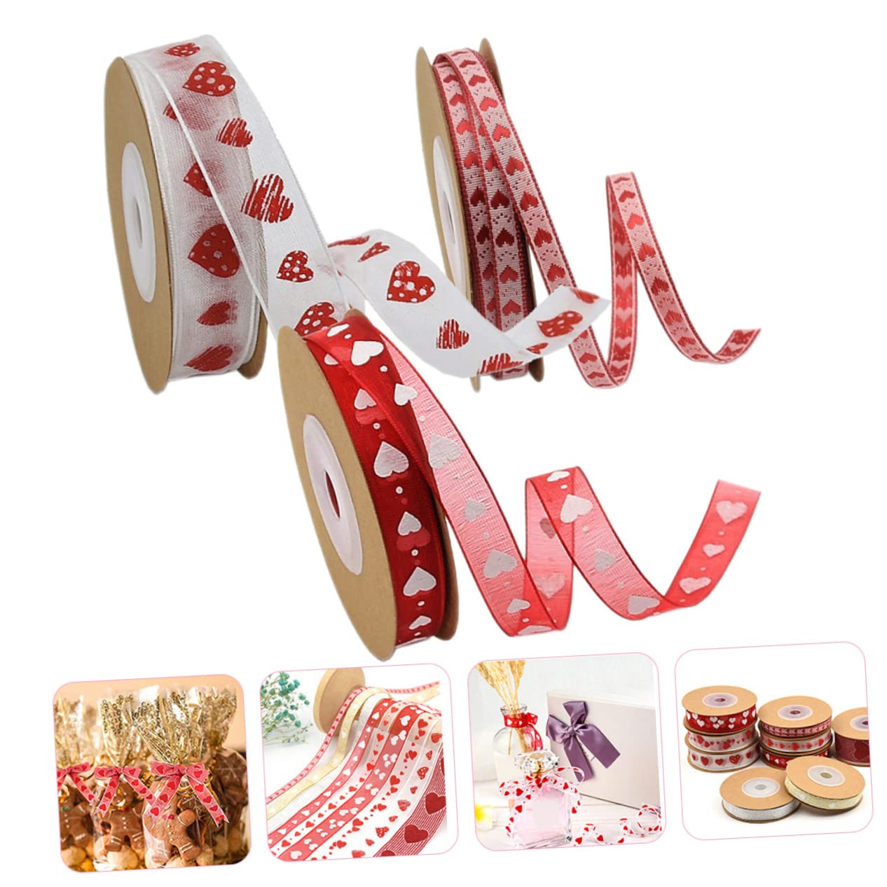 NUOBESTY 9rollen Valentinstag Herzband Liebe Herzmuster Dekoratives Geschenkband Teiliges Für Party Und Hochzeitsdekoration Hochwertiges Und Langlebig