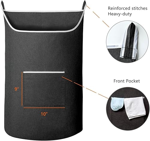 Miniatura 5 de Bolsa Cesta de Ropa Sucia Colgante Negra, Cesta Colgante XL para Puerta con Abertura Grande Bolsa de Almacenamiento de Ropa Sucia Tamaño Grande 36 x
