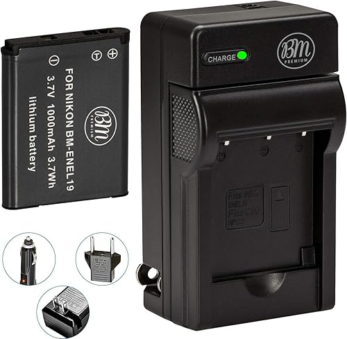BM Premium EN-EL19 Batería y cargador para Nikon Coolpix A300, W100, W150, S100, S3100, S3200, S3300, S3500, S3600, S3700, S4100, S4200, S4300,