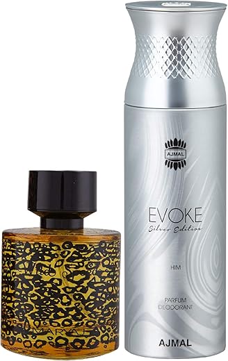 Maryaj Wild Speed Eau De Parfum Citrus Spicy Perfume 100ml for Men and Ajmal Evoke Silver Edition Him Deodorant Spicy Floral Fragrance 200ml for Men