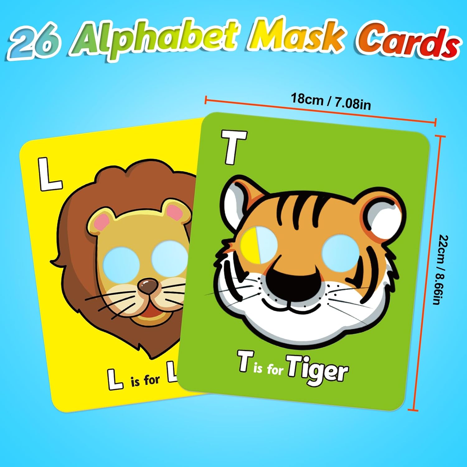 Aizweb アルファベットフラッシュカード 巨大動物フラッシュカード 幼児用 1~3歳 アルファベット学習おもちゃ 小文字 大文字