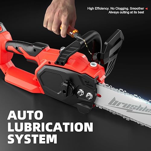 Miniatura 5 de Motosierra eléctrica de 12 pulgadas, inalámbrica, con batería de 20 V, motosierra de batería con batería de iones de litio de 4.0 Ah y cargador