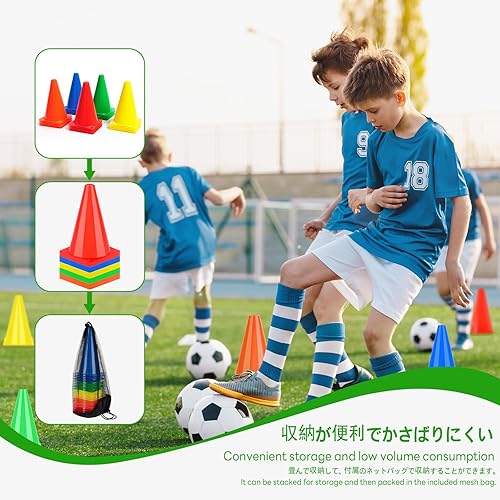 Miniatura 5 de BiAnYC Conos de tráfico de plástico de 7 pulgadas para entrenamiento deportivo, juego de 10, 5 colores (naranja/amarillo/rojo/azul/verde)