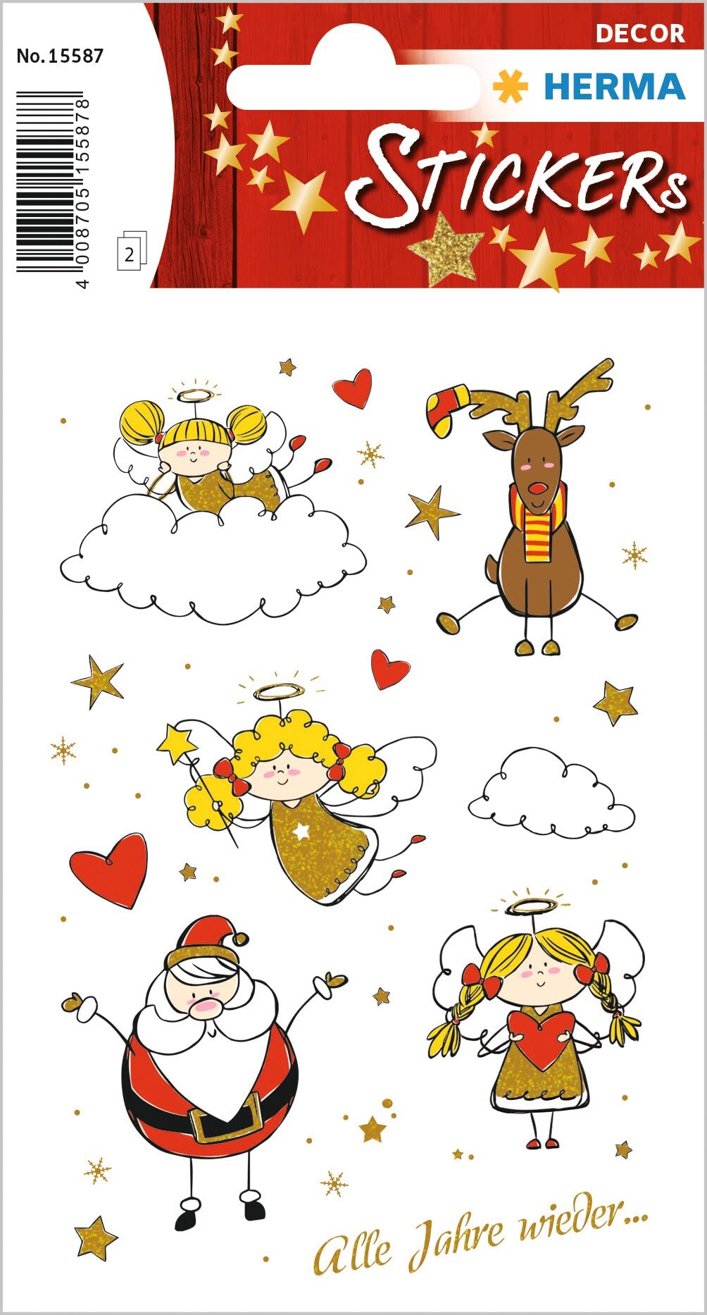 HERMA 15587 Christmas Stickers, Angel Adele (30 Stickers, Paper, Glitter) Self-Adhesive Christmas Decoration, Permanent Adhesive Labels for Christmas, Gifts, Crafts, Advent Calendar, Colourful