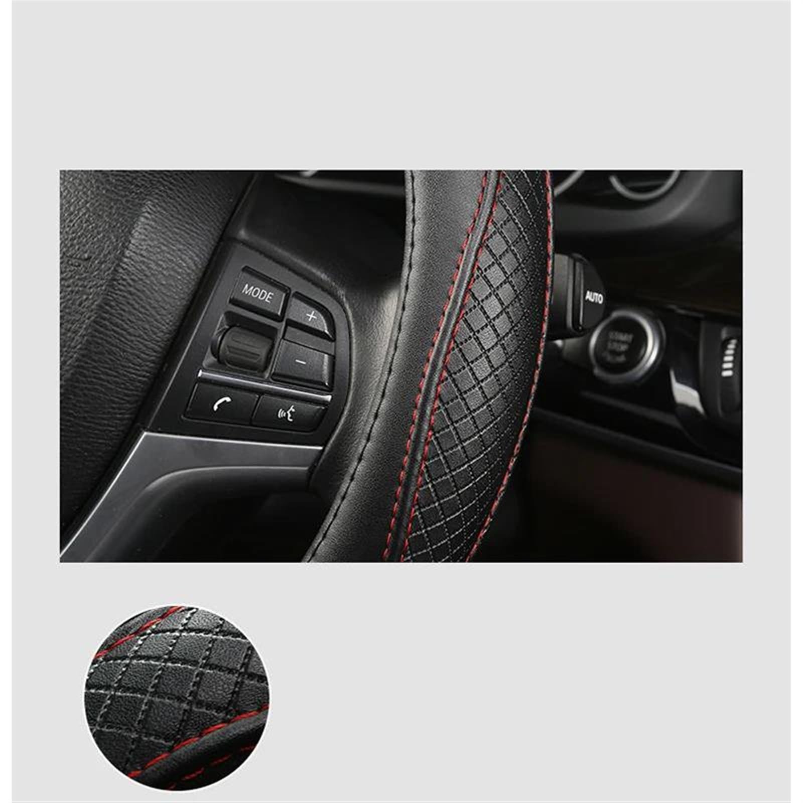 Interni In Pelle Accessori Auto Copertura Del Volante Dell'automobile Trim Per Peugeot 206 207 208 308 406 408 508 301(Black O shape)