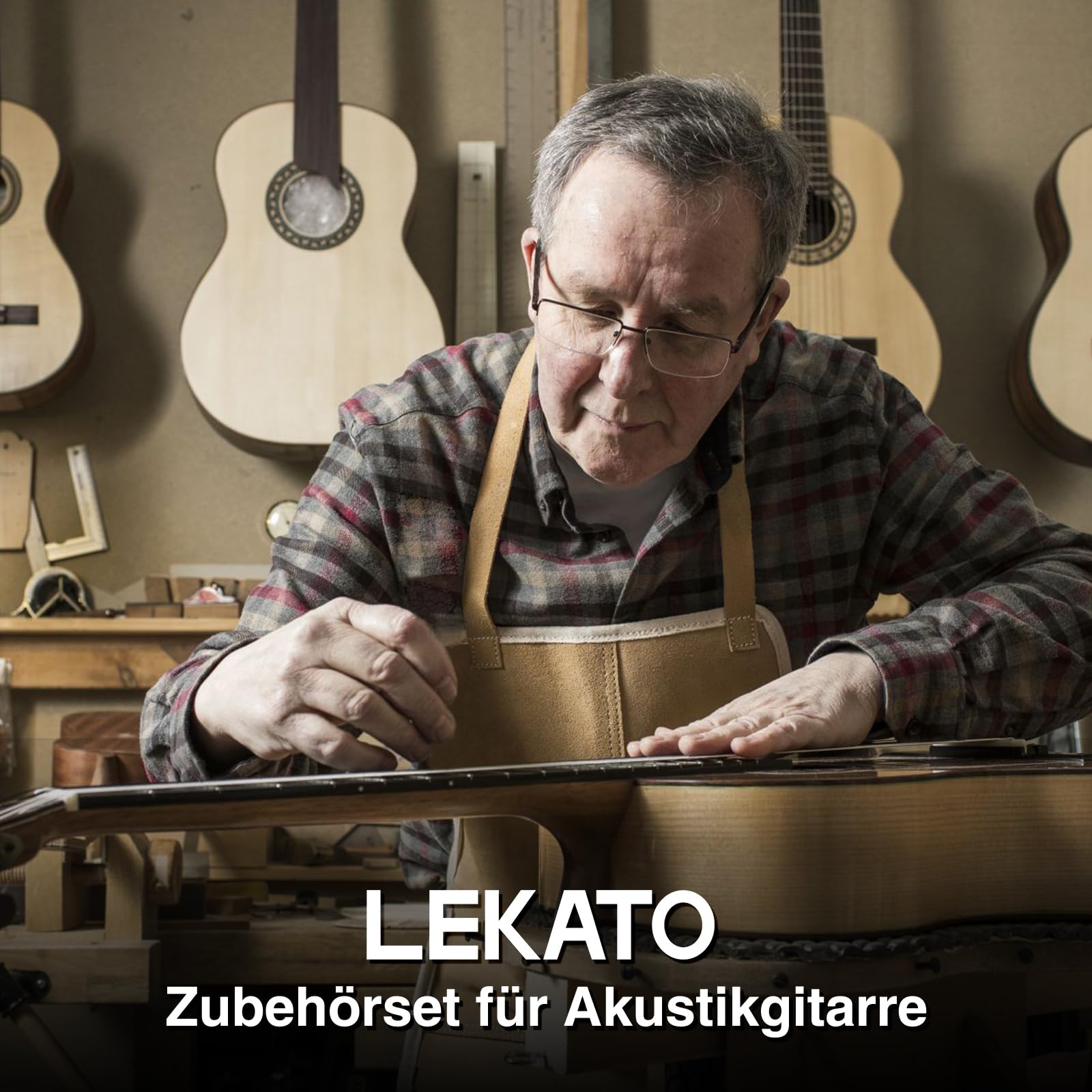 LEKATO Gitarre Reparatur Set, 72Stk Gitarren Pflege Wartung Zubehör mit Brückenstifte Gitarrensattel Saitenkurbel String-Action-Lineal Schraubendreher, Guitar Tool Kit für Guitare Ukulele Bass