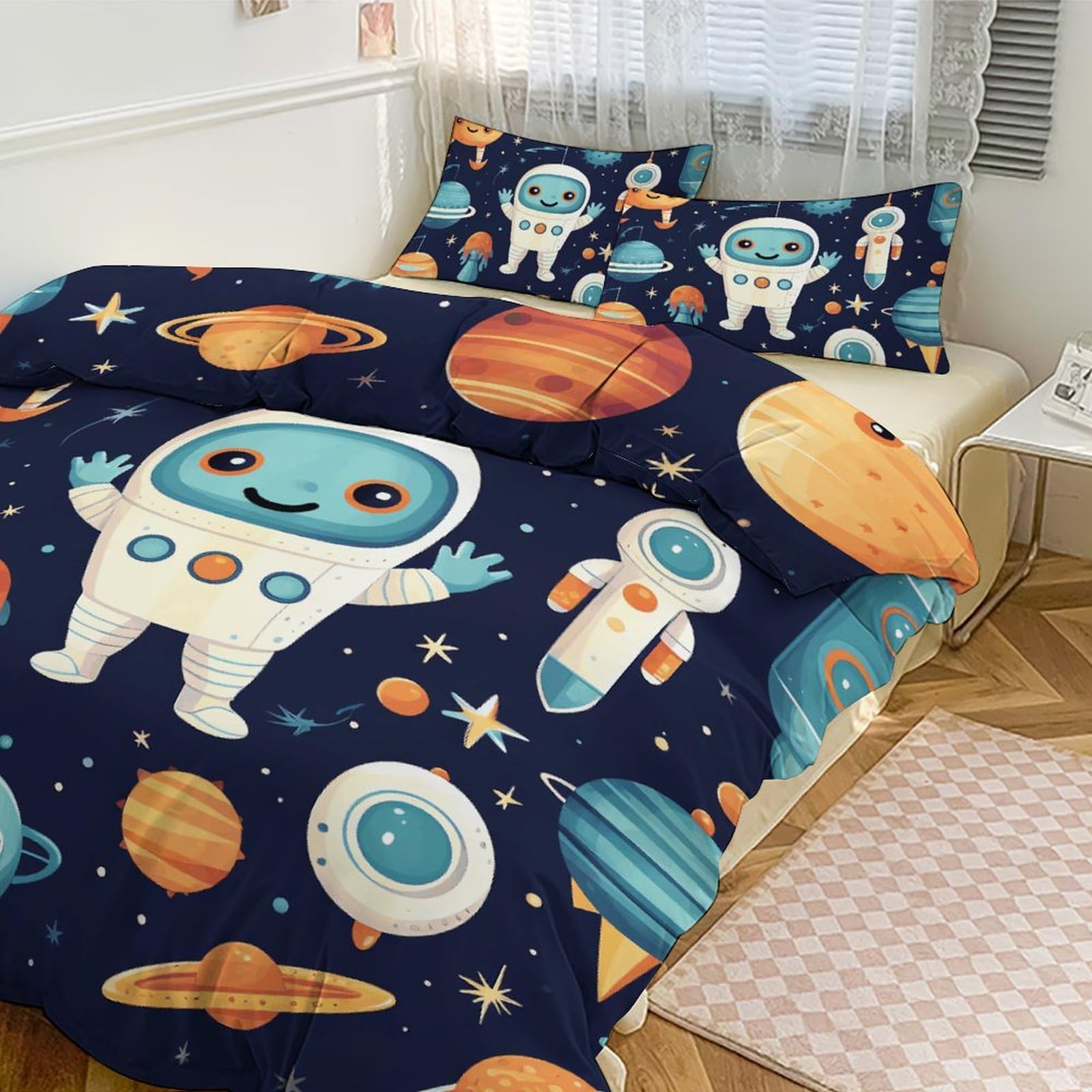 Housse de couette grand lit pour chambre d'enfant et ado robot