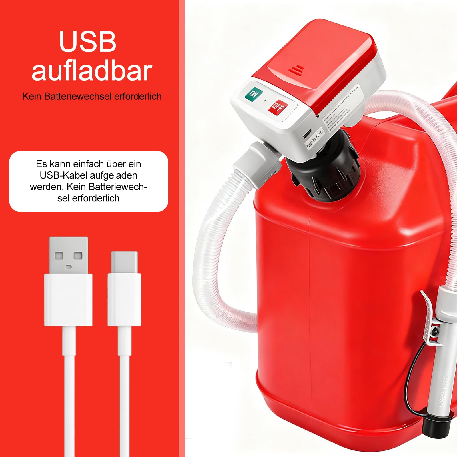 Bomba eléctrica de gasolina para bidón USB recargable, parada automática, bomba de combustible, bomba de extracción de aceite para gasolina, diésel y aceite, bomba de transferencia de combustible