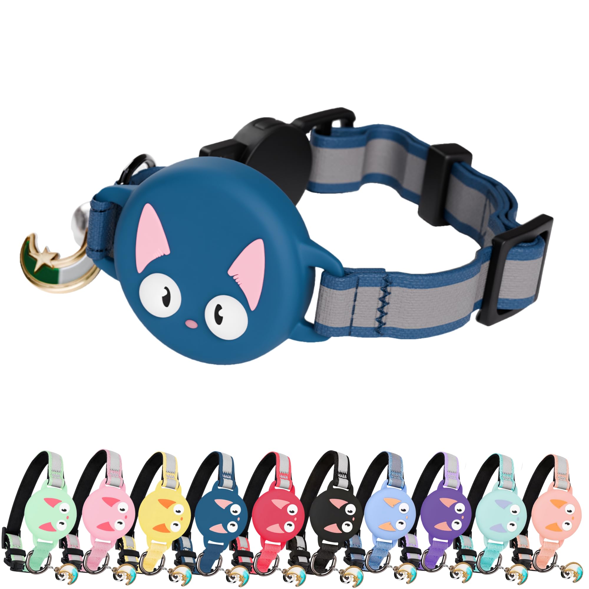 KittyTag AirTag Cat Collar – Breakaway Reflective & Waterproof Collar with Built-in Holder, Adjustable with Bell for Indoor/Outdoor Cats – AirTag Not