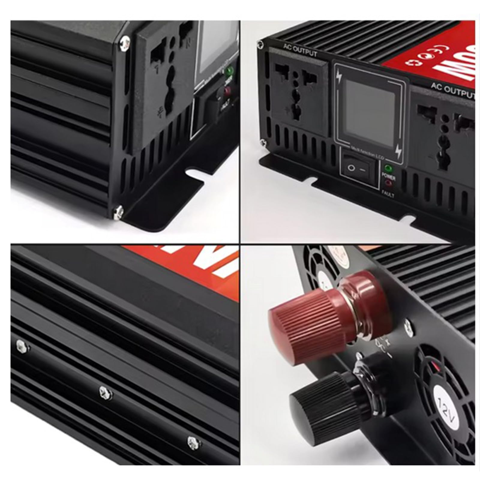 Falownik solarny o czystej fali sinusoidalnej 120 V/220 V, przetwornica mocy DC 12 V-72 V na 50 Hz/60 Hz, 2000 W/4000 W (szczytowa), falownik samochodowy do pojazdów