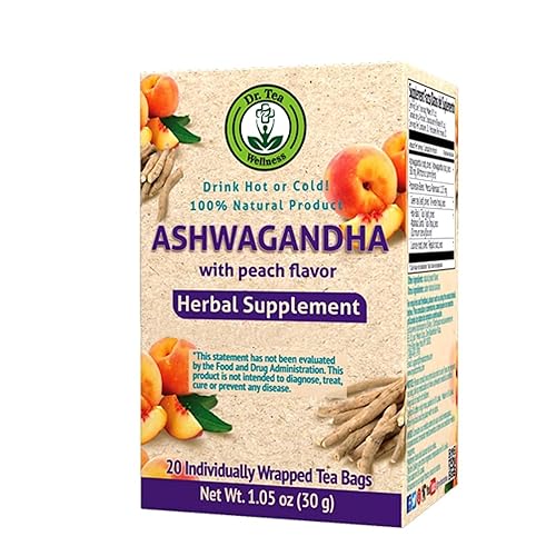 Dr. Tea Wellness Ashwagandha Tea con sabor a melocotón - 20 bolsas de té