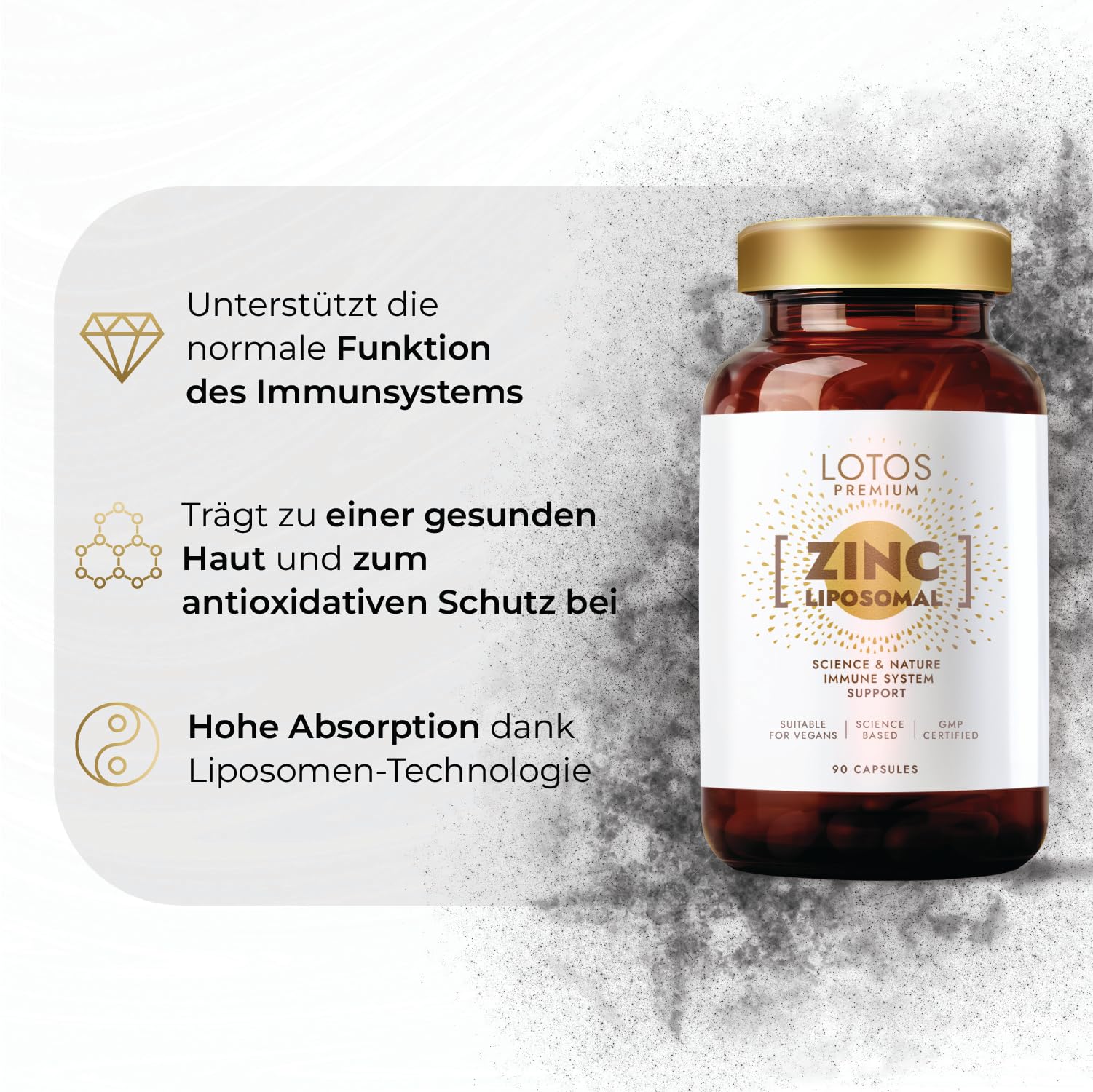 Zink Kapseln Hochdosiert 20 mg - Liposomales Zink mit Hoher Bioverfügbarkeit - Für Haut Haare Nägel & Immunsystem - Vegan - 90 Kapseln 3er-Pack - GMP Qualität