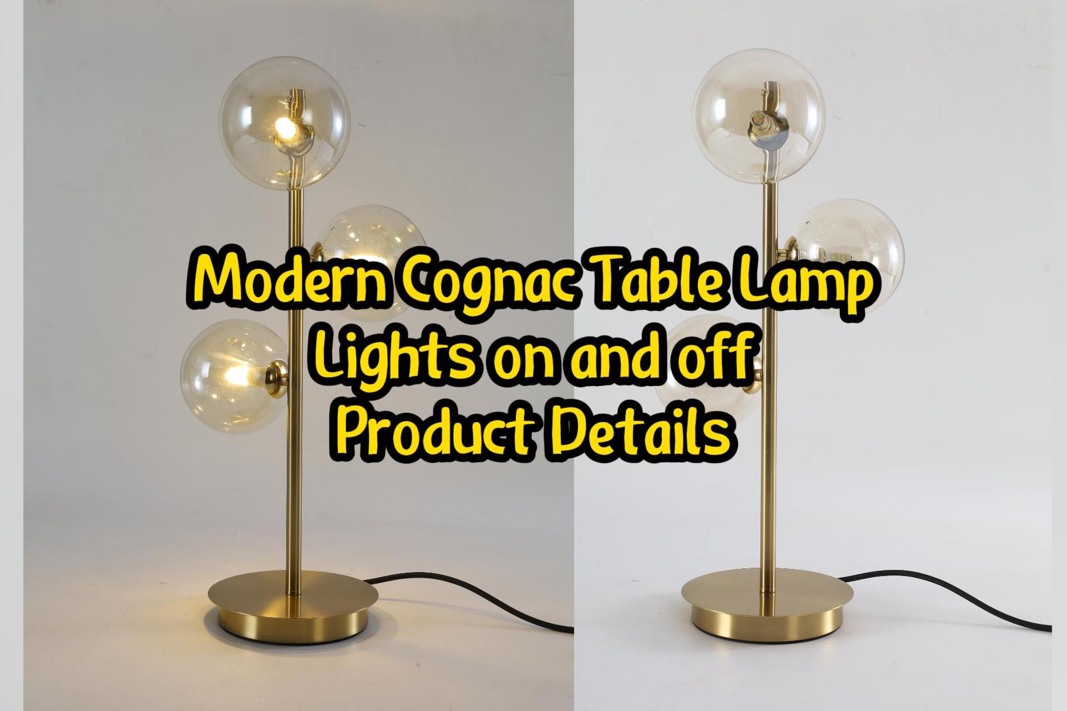 Image of Modern Globe Table Lamp, Mid Century 3 Lights Black Bedside Lamp, Brown Glass Globe Reading Lamp for Bedroom Living Room Study Room